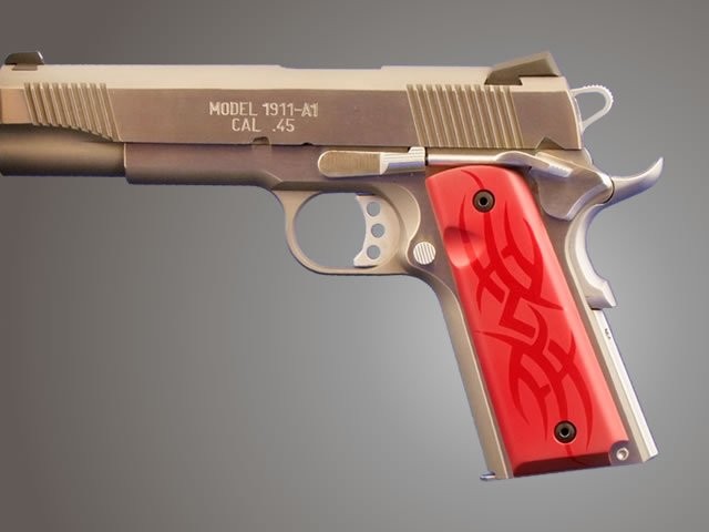 1911 Govt Model Tribal Aluminum Red Anodized 14 Inch Standard Aluminum Grips Extreme 7221