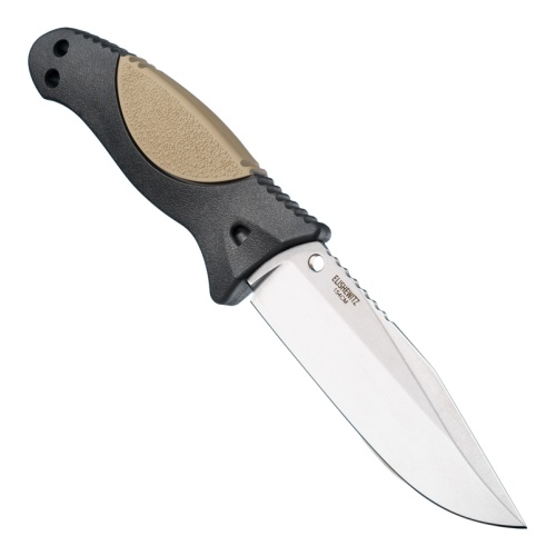 EX-F02 Fixed Black Blade OverMolded Frame Clip with Finish, Blade: FDE Point Polymer Tumbled 4.5\