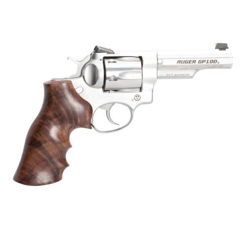 Ruger GP100/Super Redhawk: Smooth Hardwood Grip with Finger Grooves - Walnut